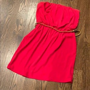Love reign red strapless dress with belt